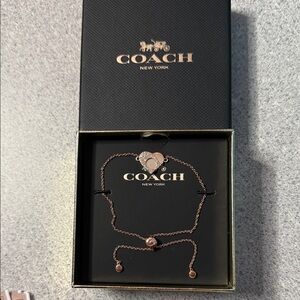 Coach Rose Gold Heart Charm Bracelet